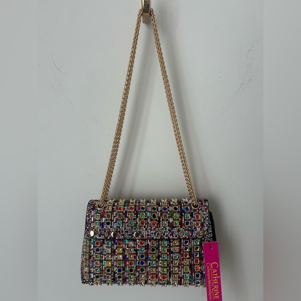 Catherine Malandrino Multicolor Rhinestone Beaded Shoulder Bag - Picture 7 of 7